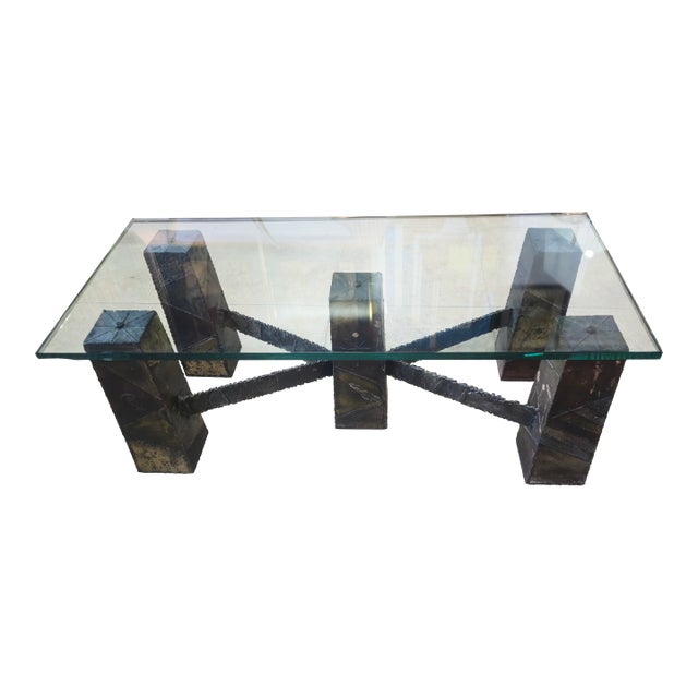 Rare Paul Evans Glass Top Coffee Table Circa 1966 For Sale