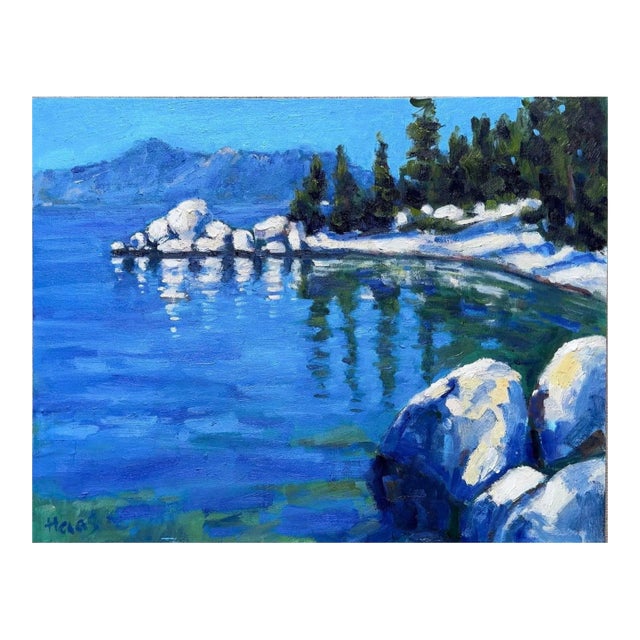 Granite and Glass - Lake Tahoe Modern Oil Painting Landscape For Sale