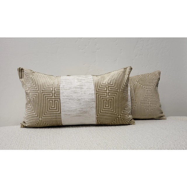 Art Deco Thibut Geometric Cutout Velvet Pillow Covers - Pair For Sale - Image 3 of 4