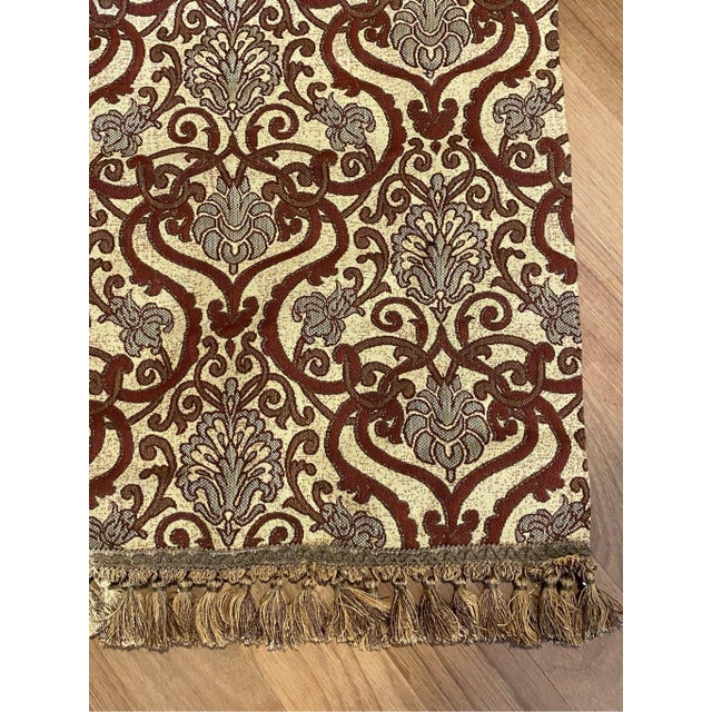 Mid 20th Century Mid 20th Century Damask Design Window Textile Cornice & Roman Shade For Sale - Image 5 of 7