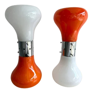 Pair of Murano Glass Birillo Lamps by Carlo Nason for Mazzega, Italy, 1970s