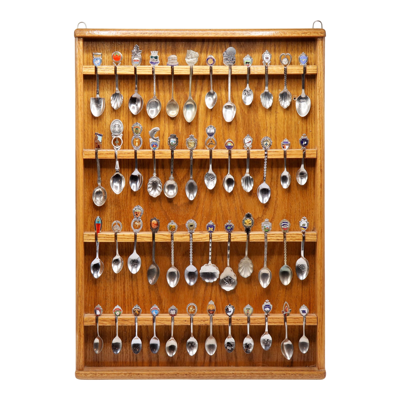 48 Collectible Spoons With Display Case Chairish