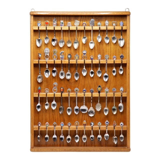 48 Collectible Spoons With Display Case Chairish