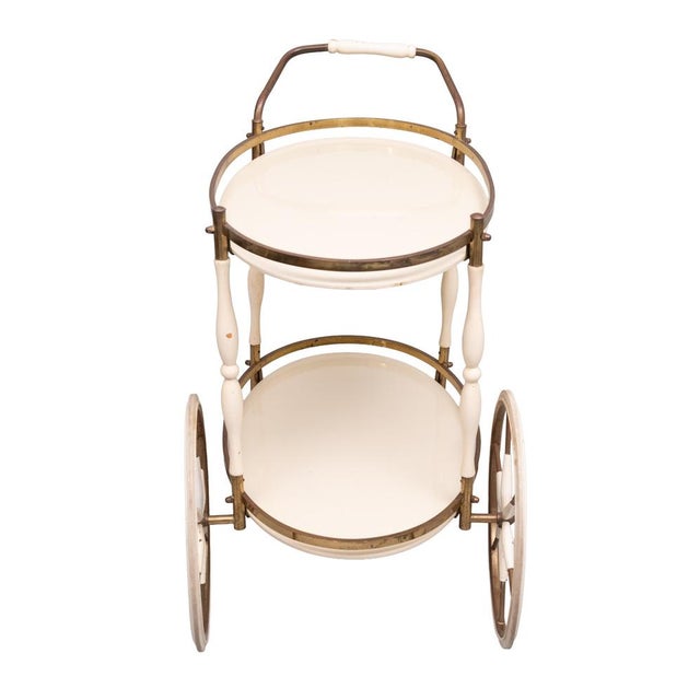 Oval-Shaped Glass Tops Serving Trolley, Italy, 1950s For Sale - Image 9 of 11