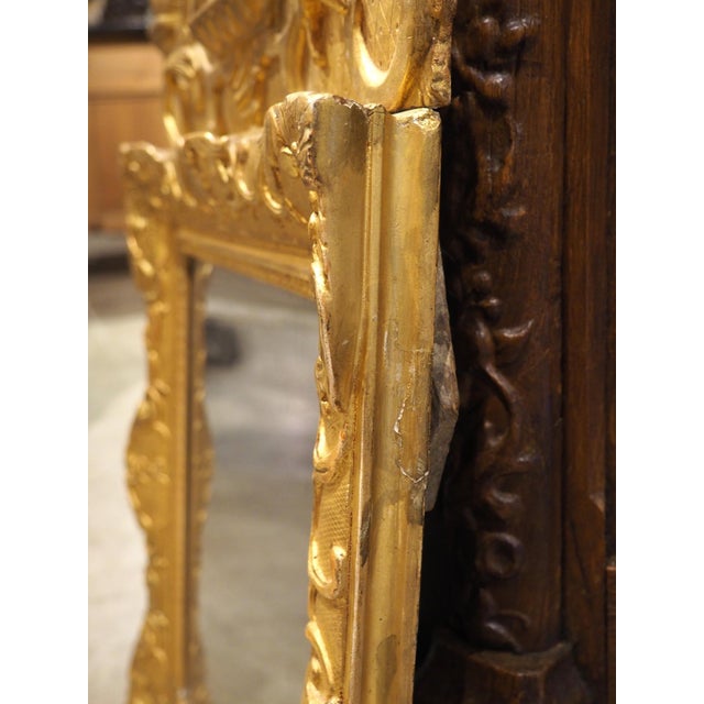 18th Century French Giltwood Mirror Aux Dauphins From Provence, Overall H-30 1/2 For Sale - Image 12 of 18
