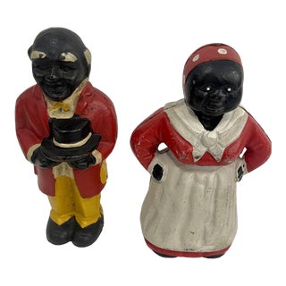 Mr & Mrs Hubley Painted Cast Iron Banks - a Pair For Sale
