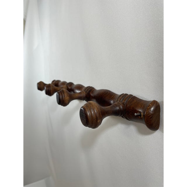 Vintage 1960s French Four Peg Faux Bamboo Wooden Coat Hat Rack For Sale - Image 13 of 17