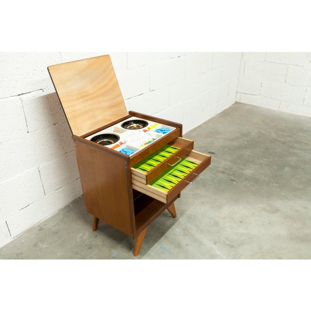 Brown Atypical Bedside Table with Compass Legs, 1960s For Sale - Image 8 of 18