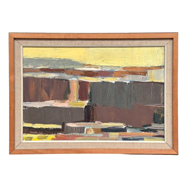 Karl Axel Gadd, Abstract Composition, 1960s, Oil Painting on Canvas, Framed For Sale