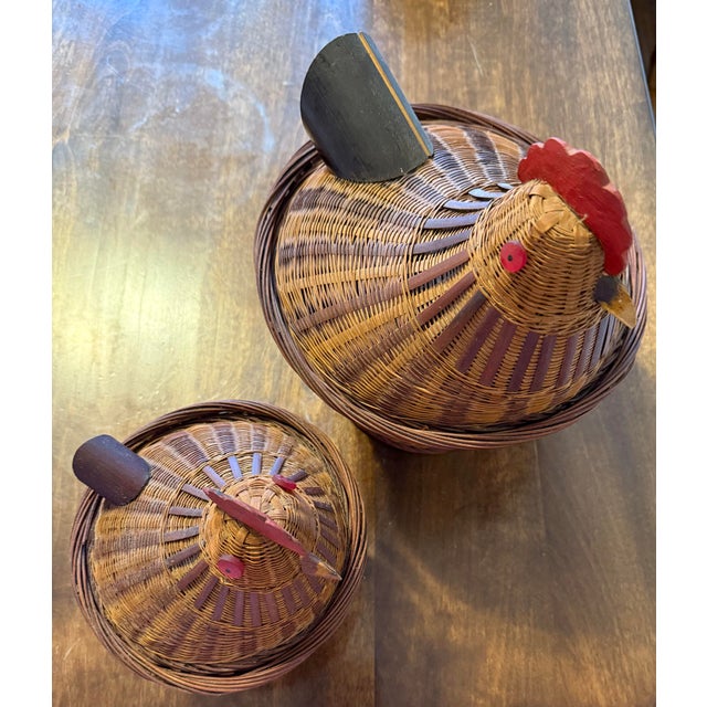 Mid 20th Century Boho Shanghai Weave Chicken Baskets For Sale - Image 12 of 12