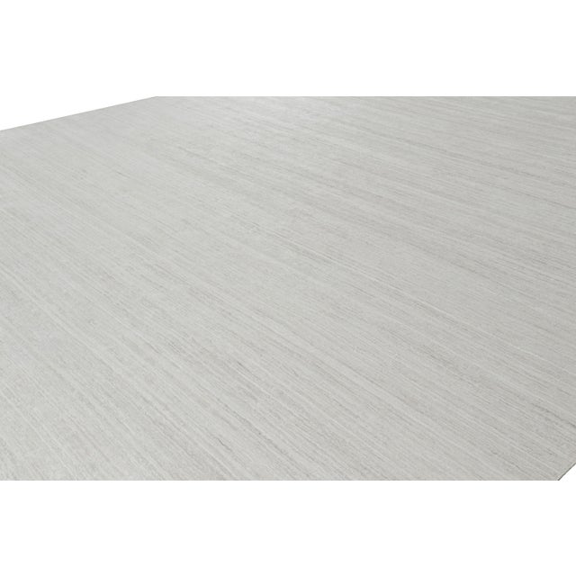 Contemporary Rug & Kilim’s Oversized Textural Rug in Solid White, Gray and Cream Striae - 12x20 For Sale - Image 3 of 5