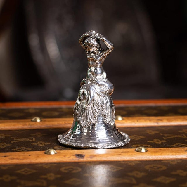 Antique 19th century victorian solid silver desk or dinner bell. The bell, of heavy gauge features a mermaid mythical...