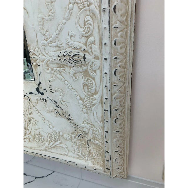 Vintage Transitional Stamped Tin Mirror For Sale - Image 11 of 13