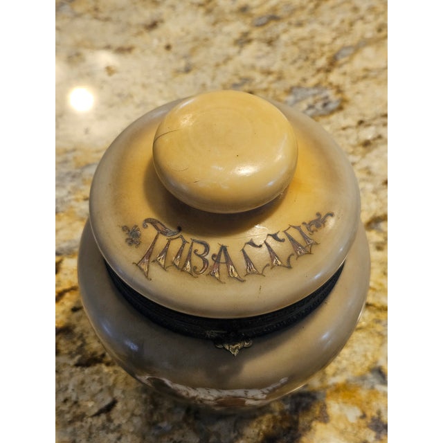 Authentic Art Nouveau "Handel Ware" tobacco humidor/jar, crafted by the prestigious Handel Company of Meriden,...