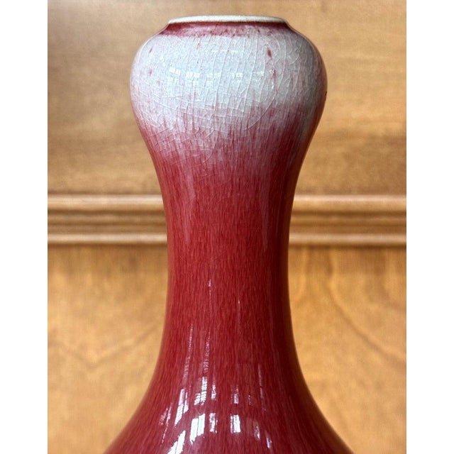 Tall Antique Chinese Langyao Red Porcelain Vase Qing Qianlong Mark For Sale - Image 18 of 18