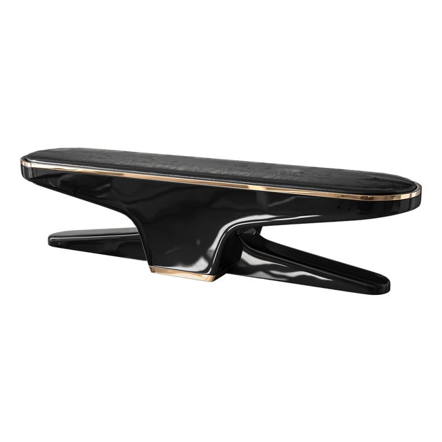 "Falce" Bench With Stainless Steel and Bronze Details, Handcrafted For Sale