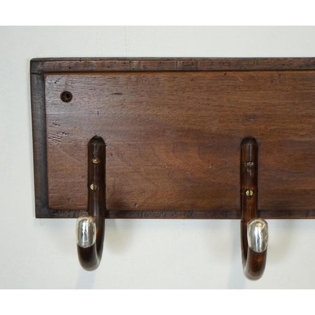 Wood Vintage Art Deco Sterling Siilver Mounted Hat Coat Wall Rack, 1920 For Sale - Image 7 of 15