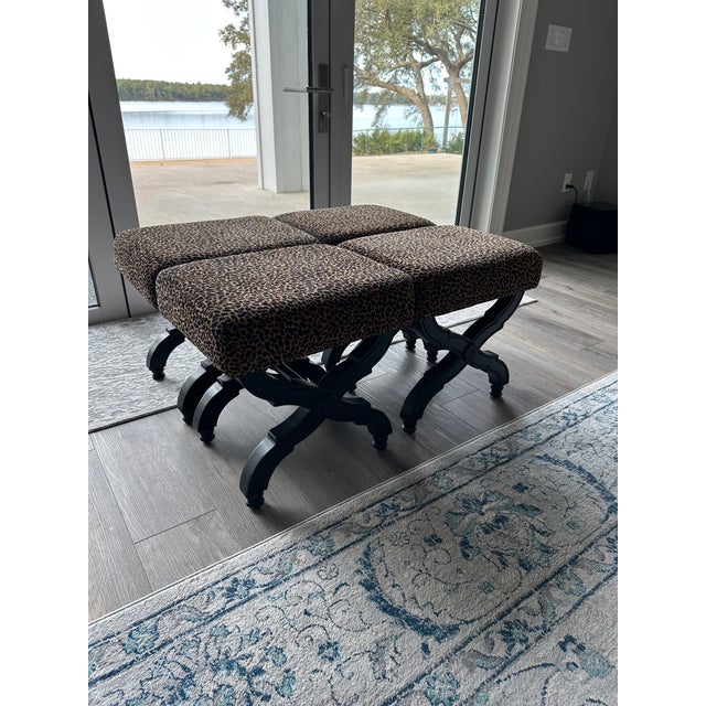 Pair of Two Leopard Print Ottomans For Sale - Image 4 of 7