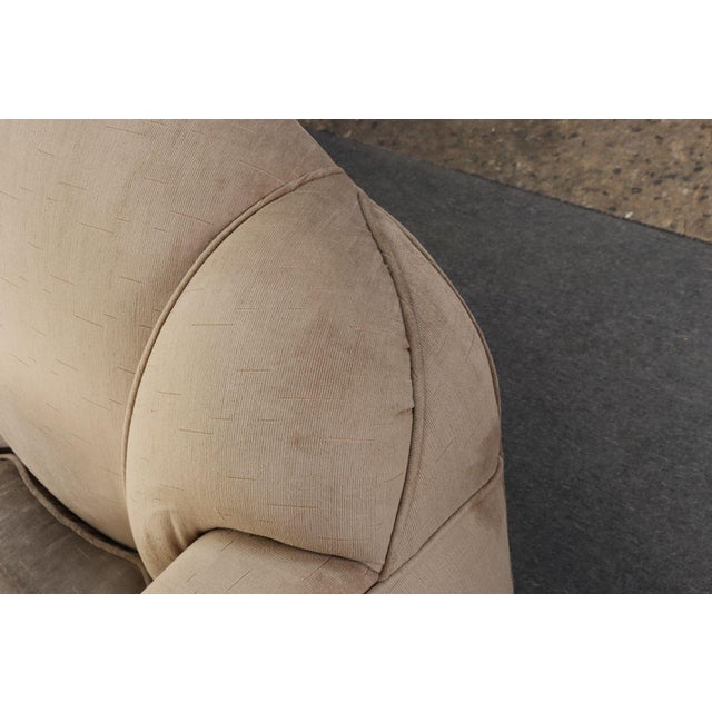 Vintage Art Deco-Style Chaise Lounge in Taupe Chenille With Ebonized Plinth Feet For Sale - Image 16 of 18
