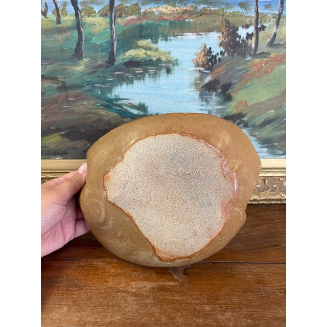 Handmade Studio Pottery Bowl With Organic Curved Form and Textured Impressions. For Sale - Image 9 of 9