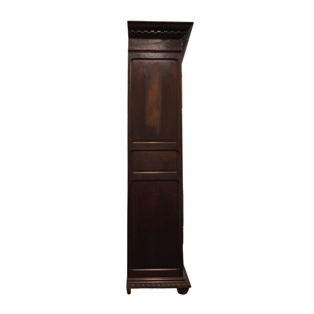 Vintage Antique English Walnut La Baule Escoublac Gothic Jacobean 49" Mirrored Wine Storage Bar / Cupboard For Sale - Image 9 of 12