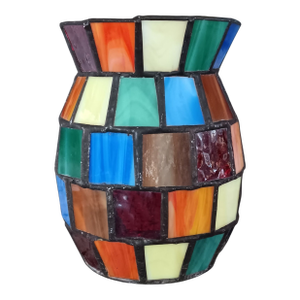 Vintage Slag Glass Multicolor Candle Holder