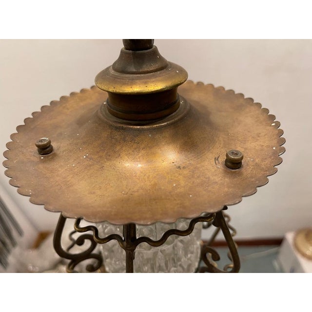 Small Bronze Crystal Light Pendant, 1950s For Sale - Image 10 of 11
