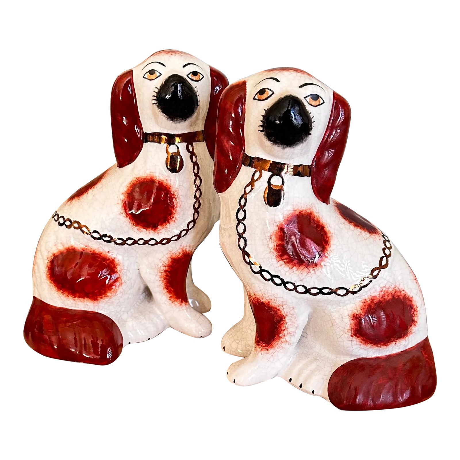 Early 20th Century Kent Staffordshire Pair Russet Red King Charles ...