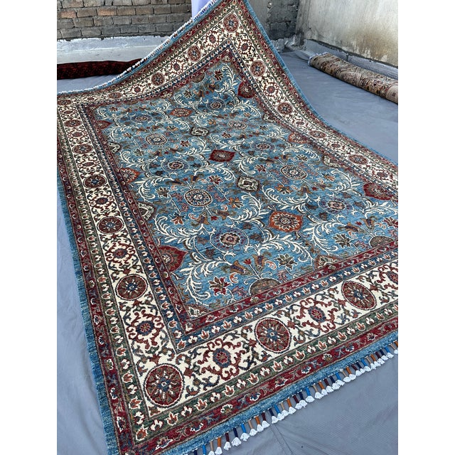 Blue Sultanabad Hand-Knotted Wool Rug - 6'8" X 9'10" For Sale - Image 6 of 15
