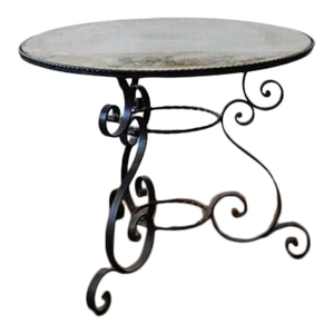 Antique Iron Coffee Table With Mirror Top