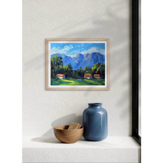 Three Cottages Beneath the Santa Ynez Mountains, Original Oil Painting For Sale In Reno/Lake Tahoe - Image 6 of 10
