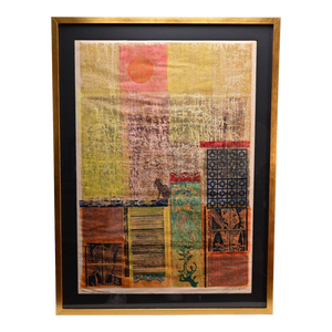 Mid 20th Century Viggo Holm Madsen Original Abstract Signed Multi-Media Woodcut Etching