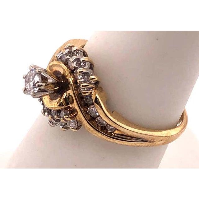 Modern 14 Karat Yellow Gold Engagement Ring 0.55 Total Diamond Weight For Sale - Image 3 of 10