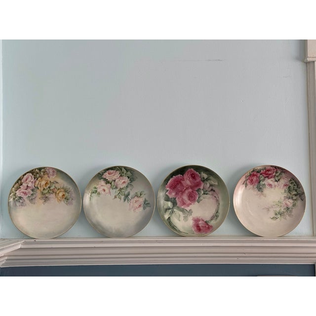 Rare Set of Five Antique Hand-Painted Limoges Rose Cabinet Plates by j.a. Tompkins, C. 1900–1910 For Sale - Image 11 of 12