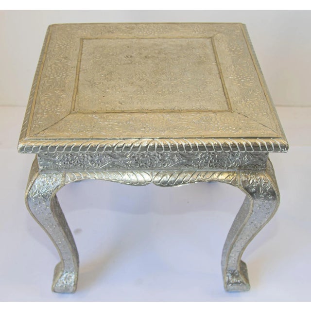 1950s Vintage Anglo-Indian Silver Clad Side Low Table For Sale - Image 13 of 13