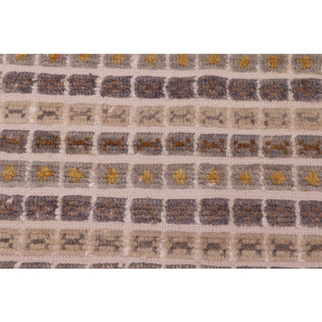 1990s Nomadic Gray/Blue High Low Wool&Silk Rug - 7'10'' X 10'1'' For Sale - Image 5 of 9