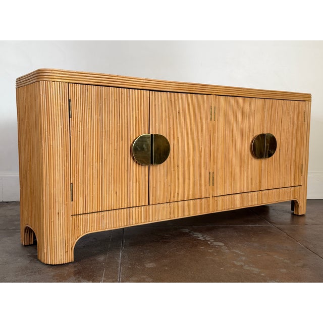 Italian Style Rattan Mid Century Sideboard With Brass Hardware For Sale - Image 17 of 17