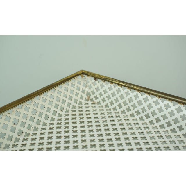 Mid-Century Modern Tray in Perforated Metal and Brass attributed to Mathieu Matégot, 1950s For Sale - Image 10 of 15