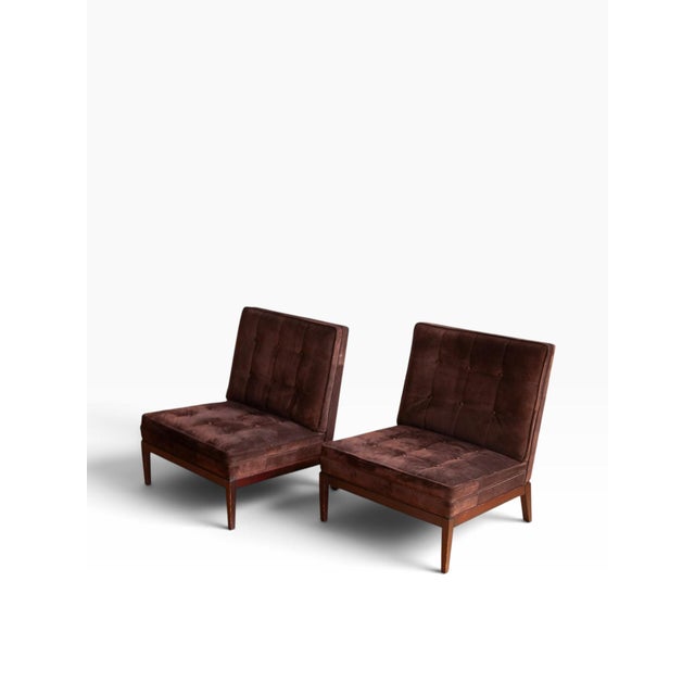 Modern Pair of George Smith "Norris" Slipper Chairs in Brown Suede. 2010s For Sale - Image 3 of 7