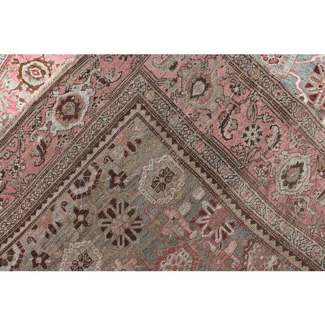 Antique Persian Bidjar Rug With Soft Rose and Blue Allover 4'5 X 7'2 For Sale - Image 12 of 12