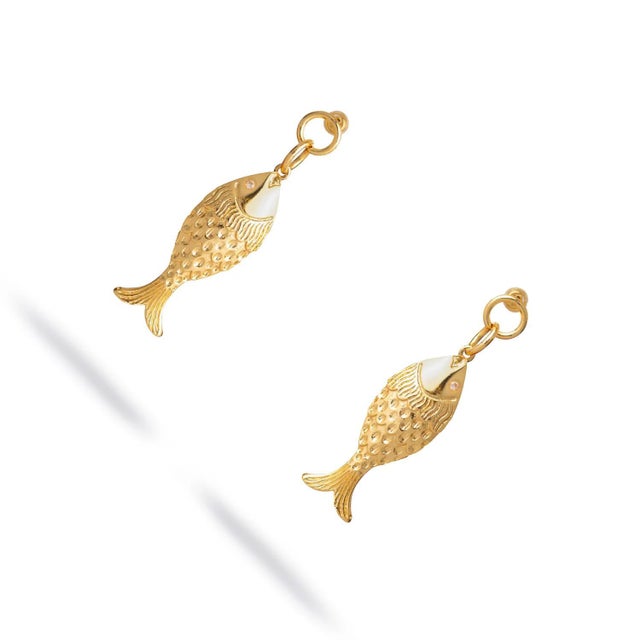 Contemporary Golden Fortune Fish Dangle Earrings, A Pair For Sale - Image 3 of 7
