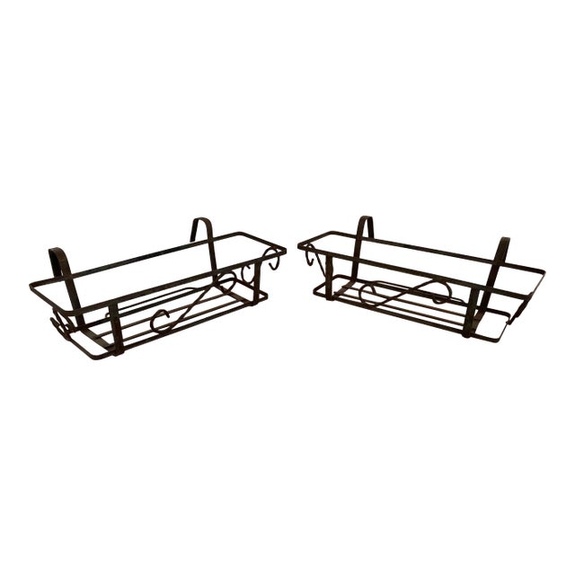 Rail Hanging Plant Holders - A Pair For Sale