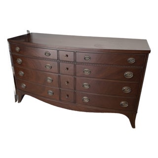 Vintage Mahogany 12-Drawer Dresser | Mahogany Chest of Drawers With Brass Hardware | Federal Style Furniture For Sale