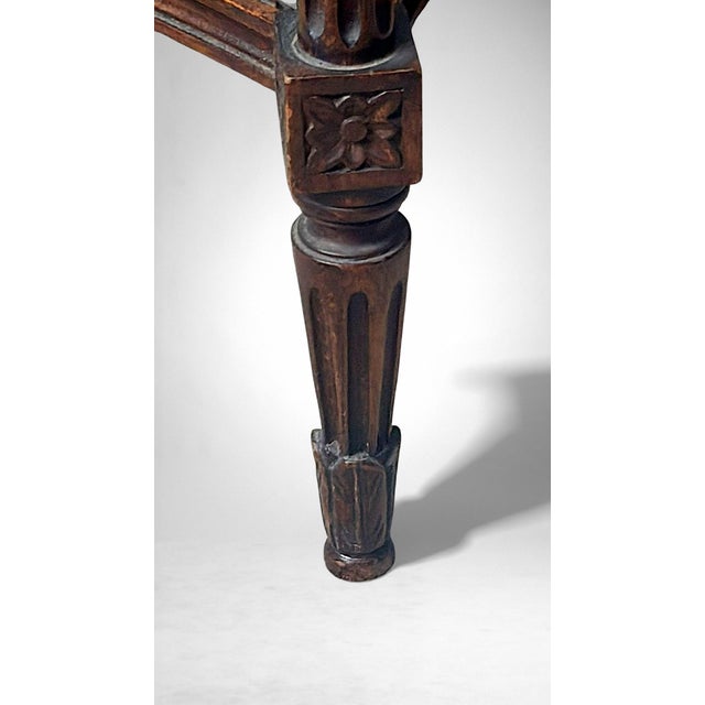 Early 20th Century Neoclassical Italian Walnut Side Table With Marble Top and Vienna Straw Shelf For Sale - Image 16 of 18