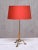 Edvard Hagman Table Lamp in Brass, Elm and Vermillion Shade, Sweden, 1940s For Sale - Image 12 of 12