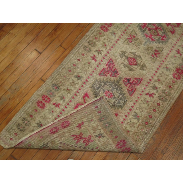 Mid 20th Century Mid 20th Century Narrow 19 Ft Pink Anatolian Runner For Sale - Image 5 of 7