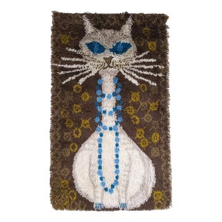 Danish Wool Cat Rug by Ege Taepper, Denmark, 1970s For Sale