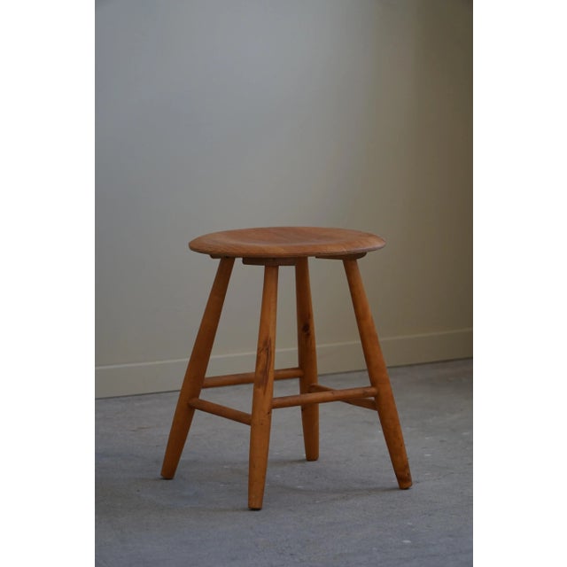 Mid-Century Modern Danish Round Stool in Beech, 1970s For Sale - Image 12 of 13