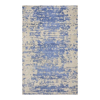 Nepalese Modern Wool and Silk 7x10 Grey & Blue Handmade Area Rug #1143458 For Sale