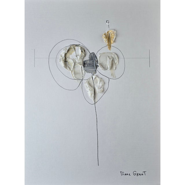 Set of 6 - Neutral Colors Palette Organic Modern Botanical Flower Original Oil Paintings / Contemporary Herbarium / Earth Tones For Sale - Image 6 of 12